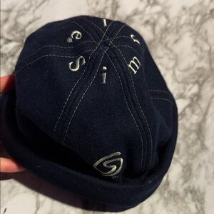 Simple Vintage Dock Beanie Dark Blue Wool Unisex Winter Cap Hat